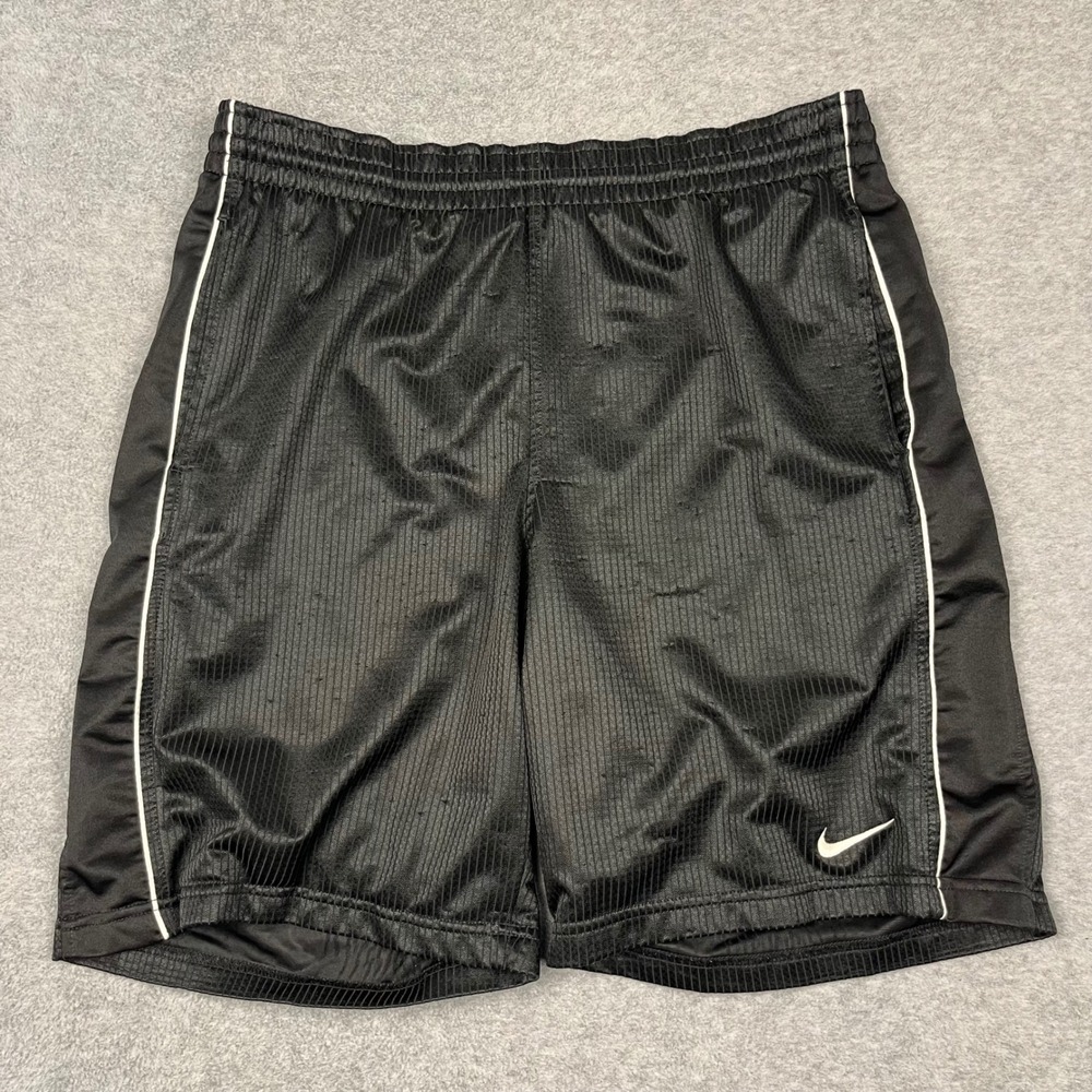 Nike Basketball Shorts Men Medium Black Pinstripe Athletic Gym Swoosh
